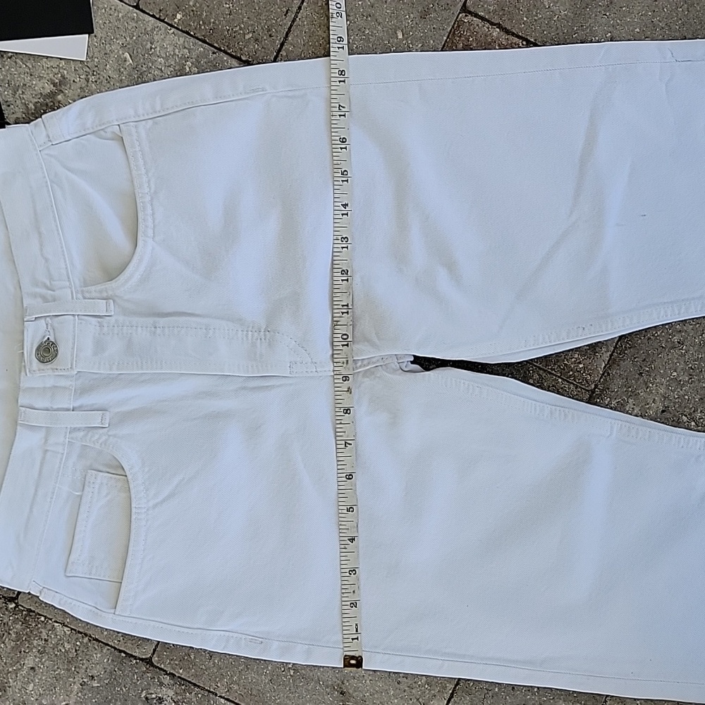 Re/Done 70s Ultra High Rise Stove Pipe Jeans in Vintage White Sz 26 Button Fly - Picture 12 of 16